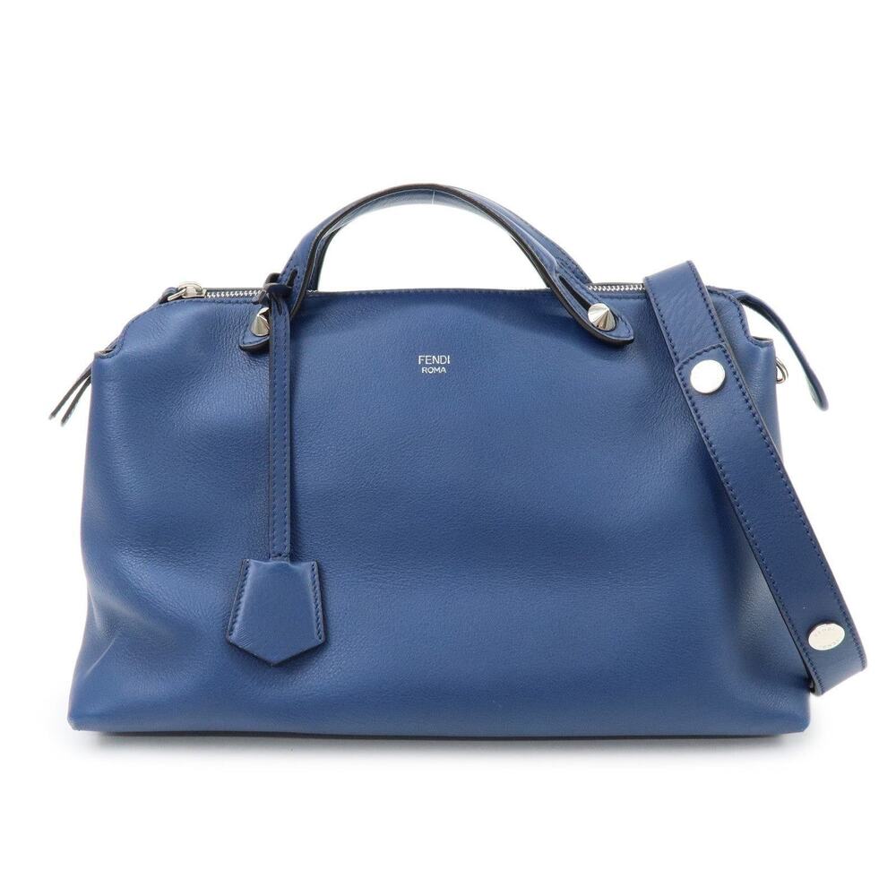 Fendi By The Way Calfskin Handbag Blue Leather